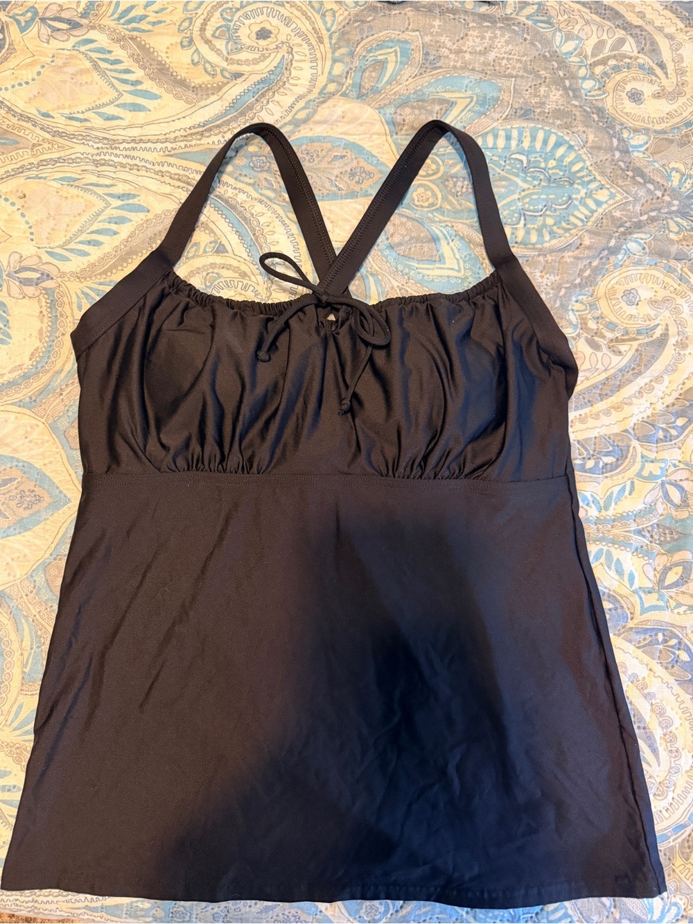 Lands' End Black Swim Tank with Tie Front (top only)